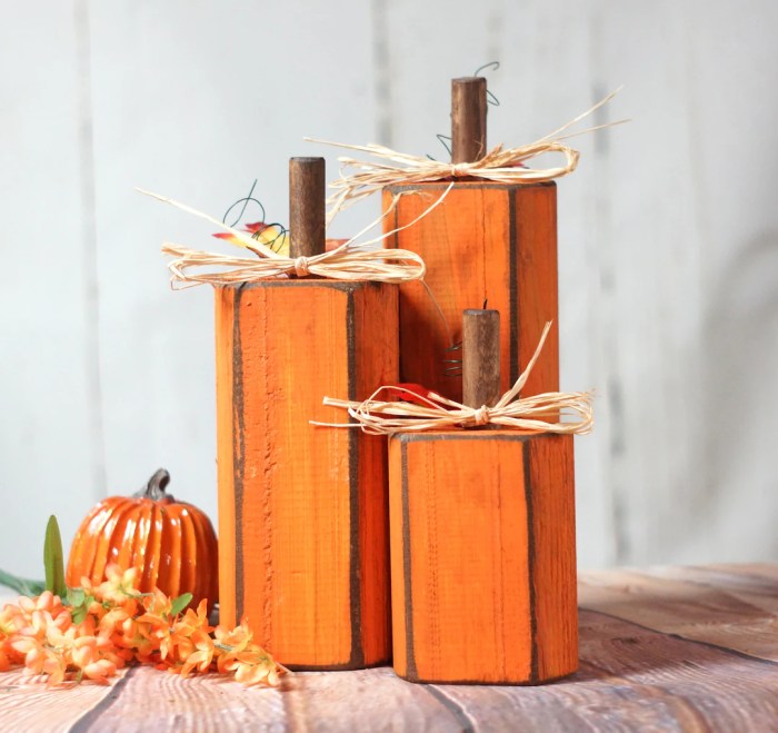 Outdoor wooden pumpkin decor