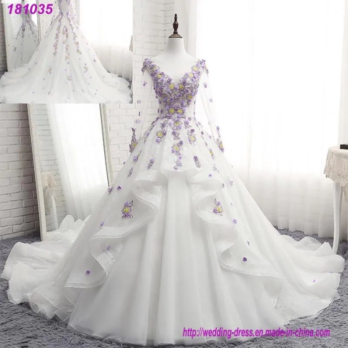 Purple hearts wedding dress