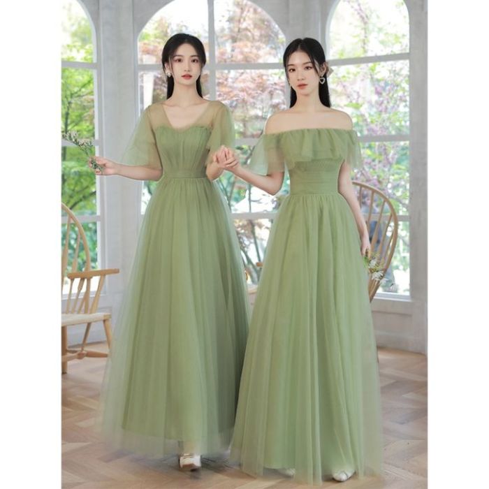 Sage green floral wedding guest dress