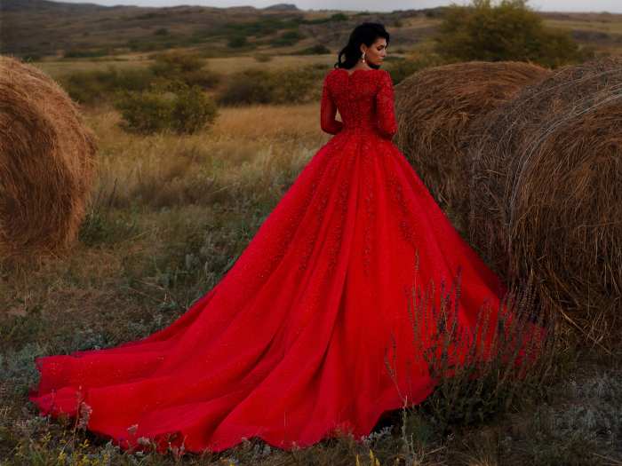 Red traditional wedding dress