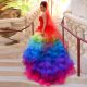 Rainbow color wedding dress